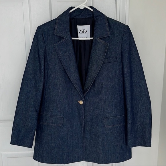 Zara Denim Blazer with gold button xs - Picture 5 of 5